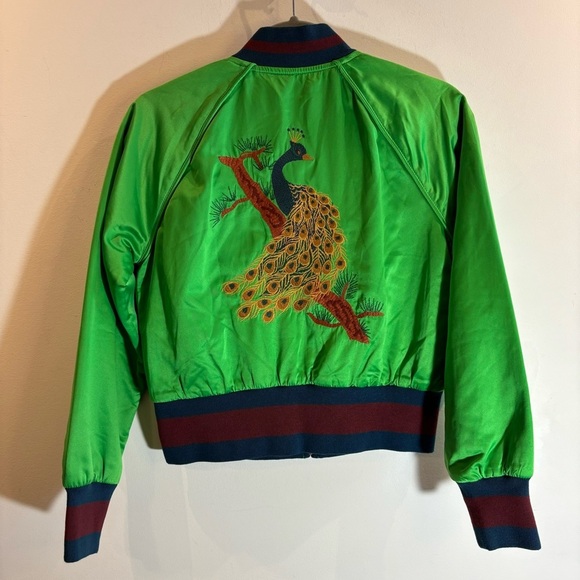 WILFRED Sz S Toulin Peacock Embroidered Quilted Lining Bomber Jacket NEW - Picture 3 of 12